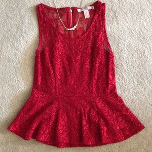 Red laced blouse